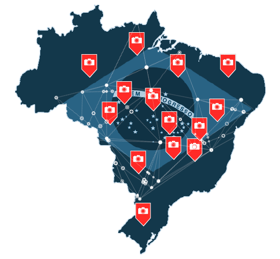Mapa do Brasil — cobertura nacional do Guép Multas